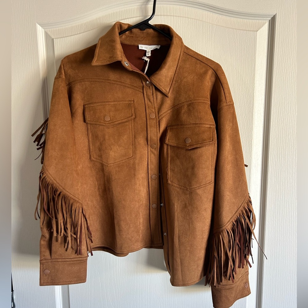 Leather fringe jacket